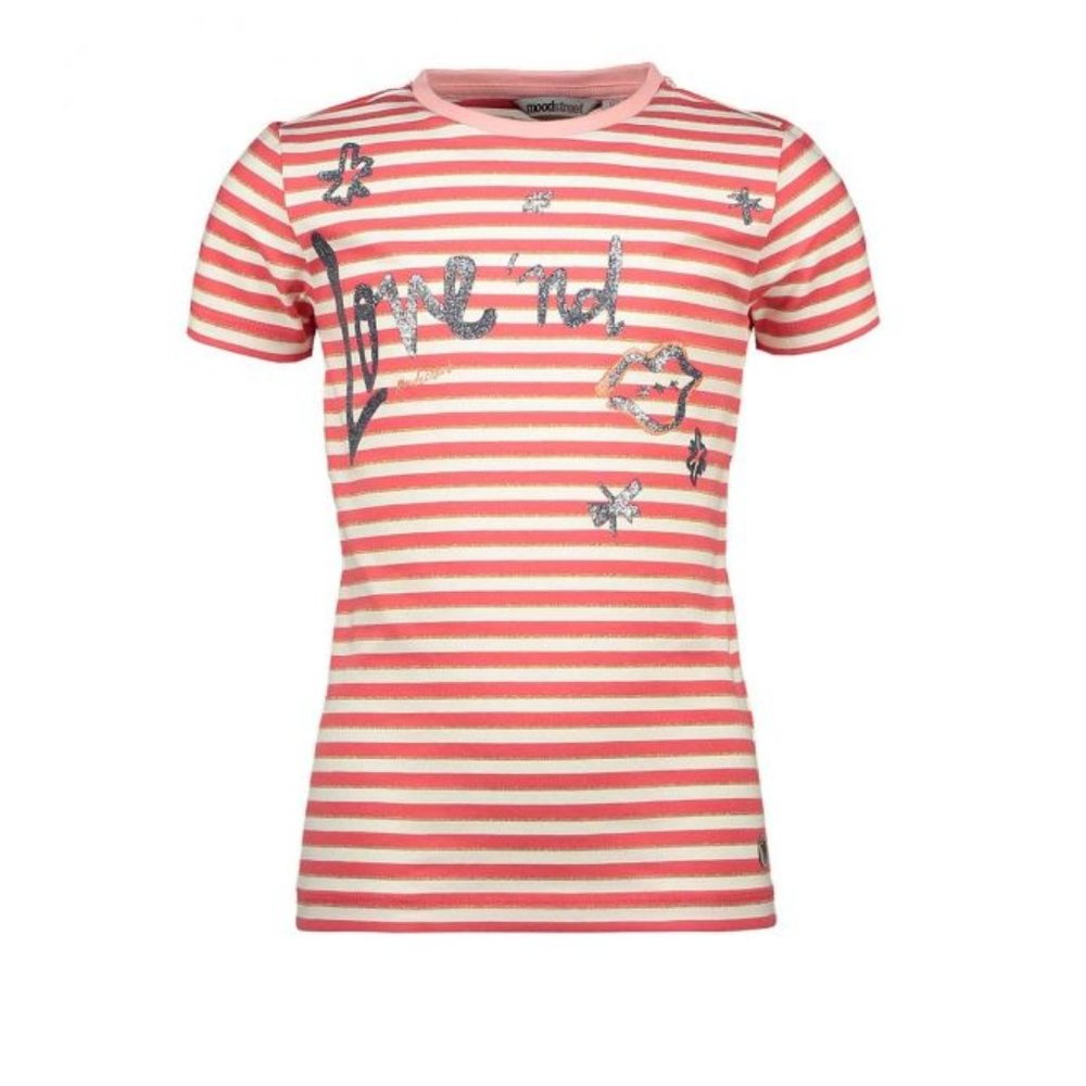 NWT - Moodstreet - Girls Red Striped Graphic T-Shirt